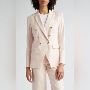 $698 Veronica Beard Charleston Linen Dickey Blazer 10 Minimalist Preppy